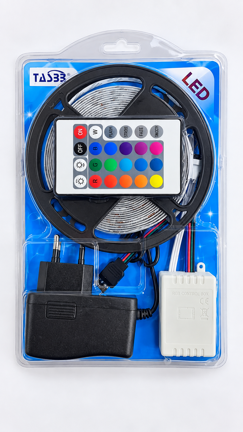 Tira LED RGB con Control Remoto y Fuente de Poder