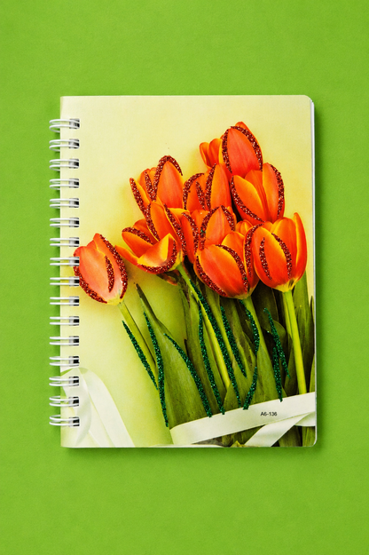 Cuaderno A6 con Espiral Diseños Florales y Glitter