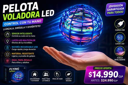 Pelota Voladora Flotante con Sensor LED | Juguete Interactivo para Niños