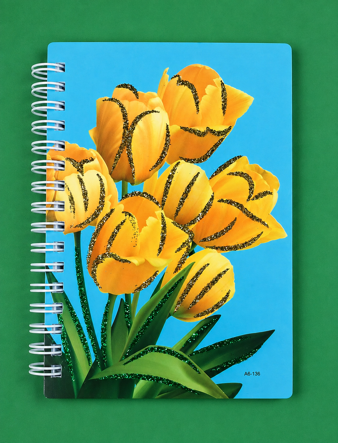 Cuaderno A6 con Espiral Diseños Florales y Glitter