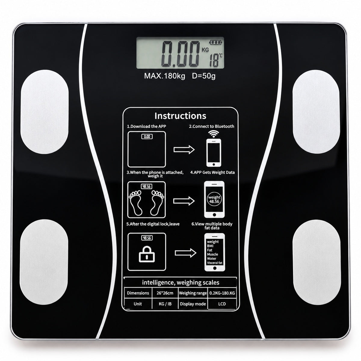 Balanza Inteligente Bluetooth 180 kg