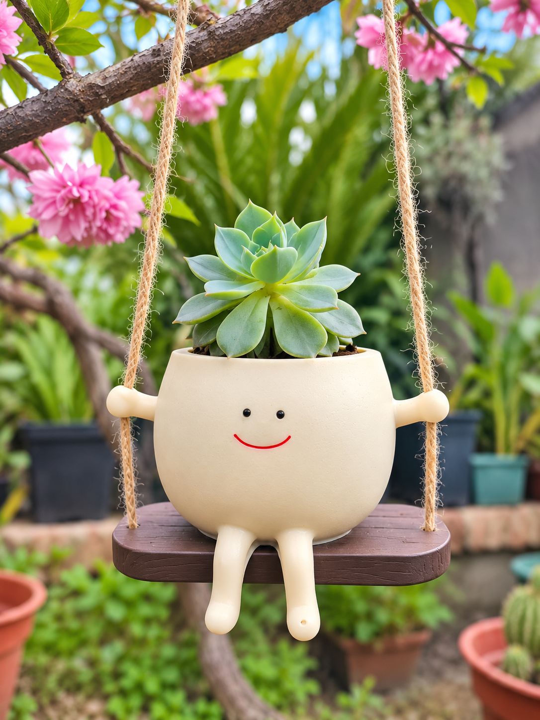 Macetero Colgante con Carita Sonriente