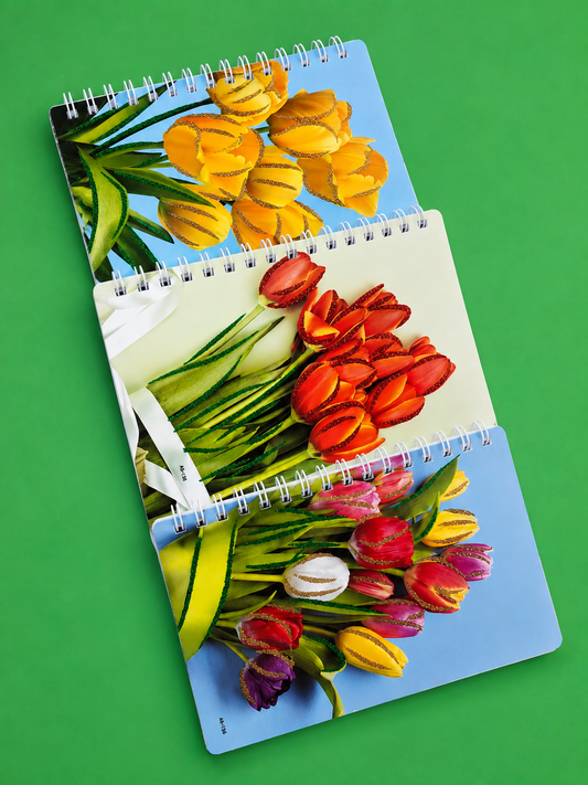 Cuaderno A6 con Espiral Diseños Florales y Glitter